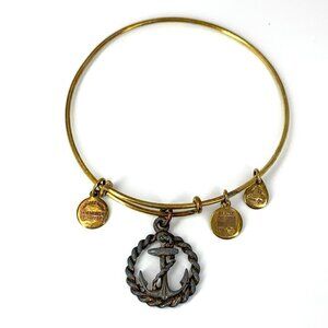 Alex and Ani Anchor Charm Bracelet Gold Finish - Expands 2"- 3.5"